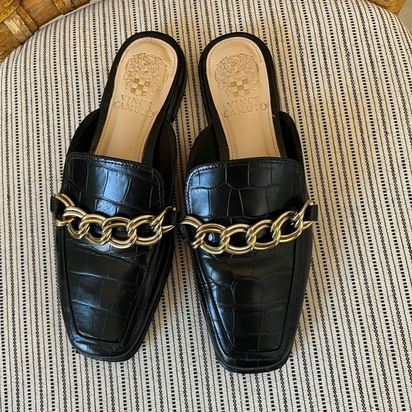 Vince Camuto Black & Gold Mules - Picture 8 of 9